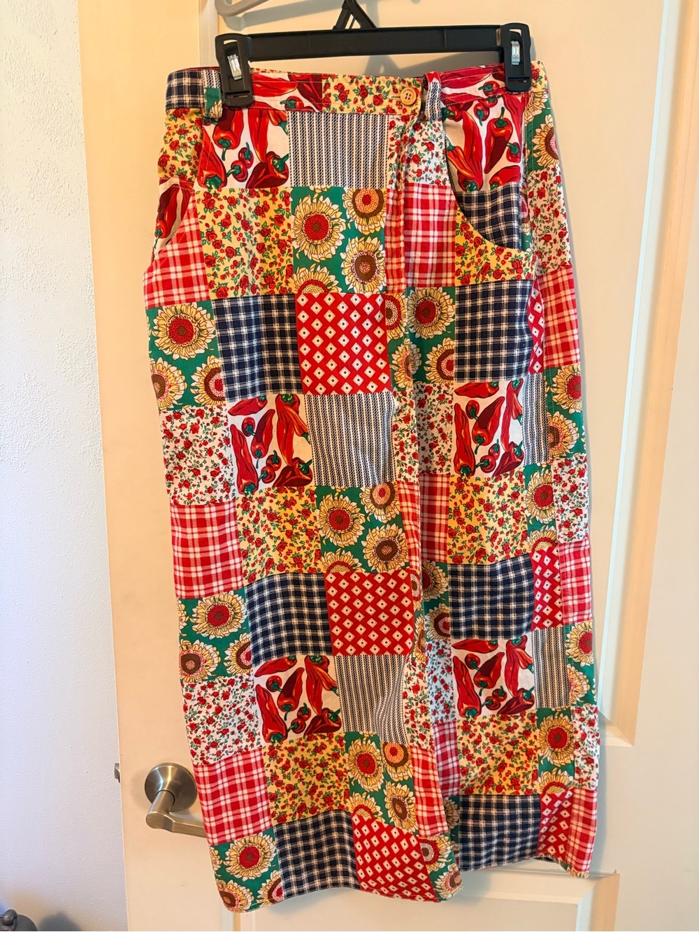 Patchwork Maxi Skirt in Red Multi